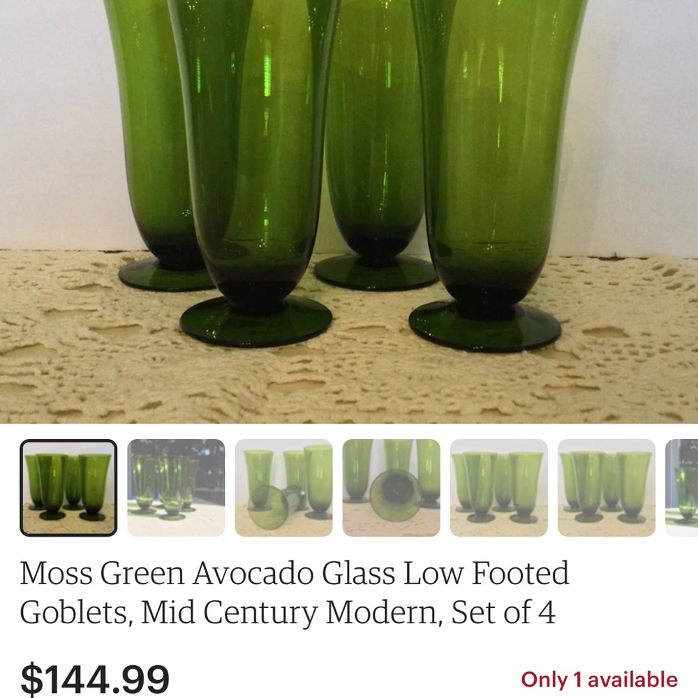 Pilsner Mid-Century Green Goblets / Tumblers 5 Total - Picture 11 of 12